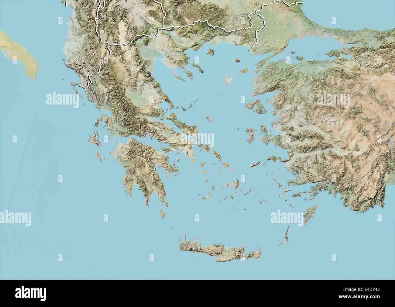 La Grecia, carta in rilievo con bordo Foto Stock
