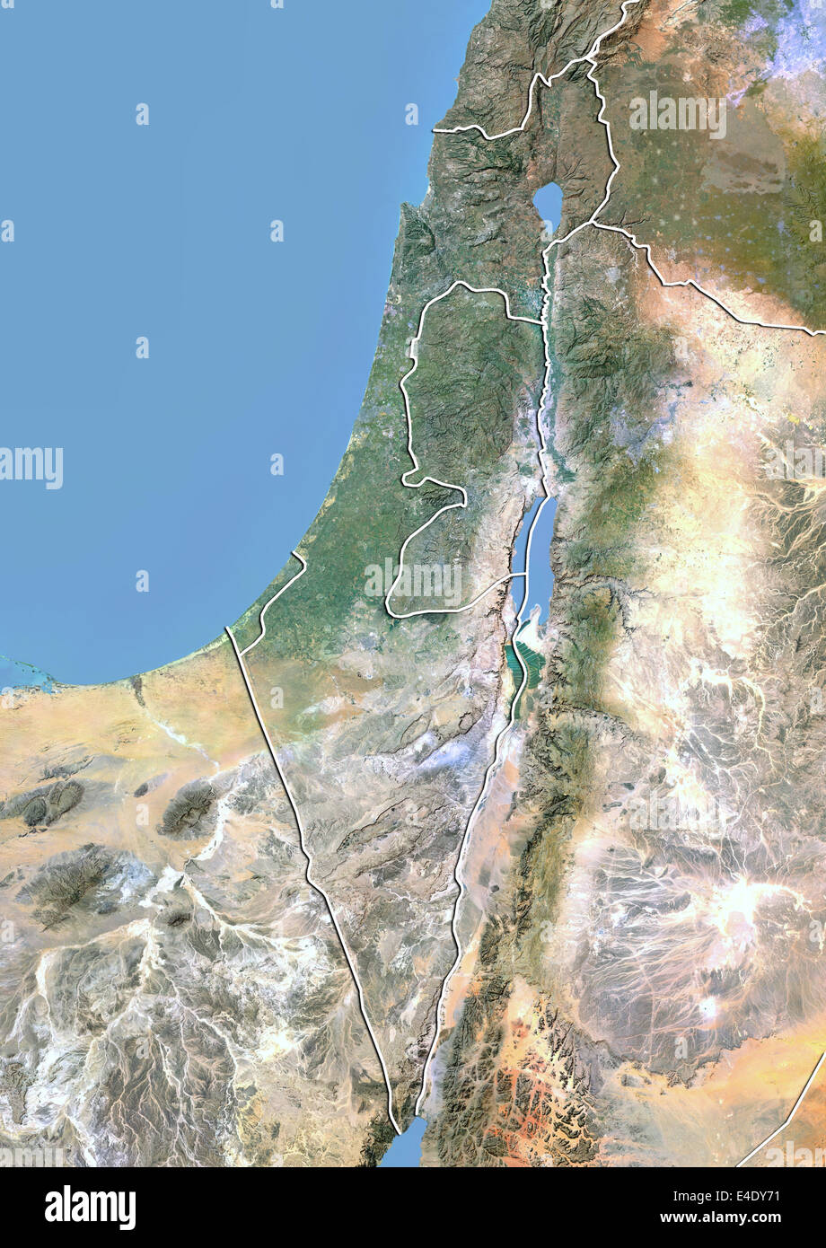 Israele, immagine satellitare con effetto Bump, con bordo Foto Stock