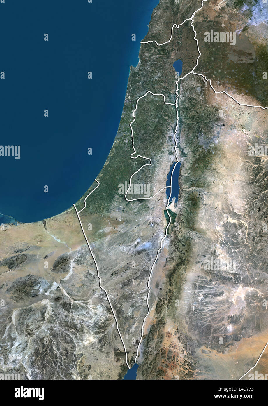 Israele, True Color satellitare immagine con bordo Foto Stock