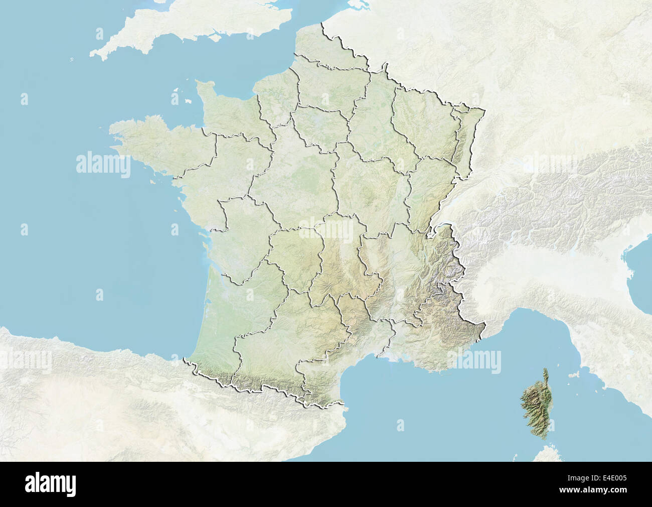 La Francia e la regione della Corsica, Mappa di sfiato Foto Stock