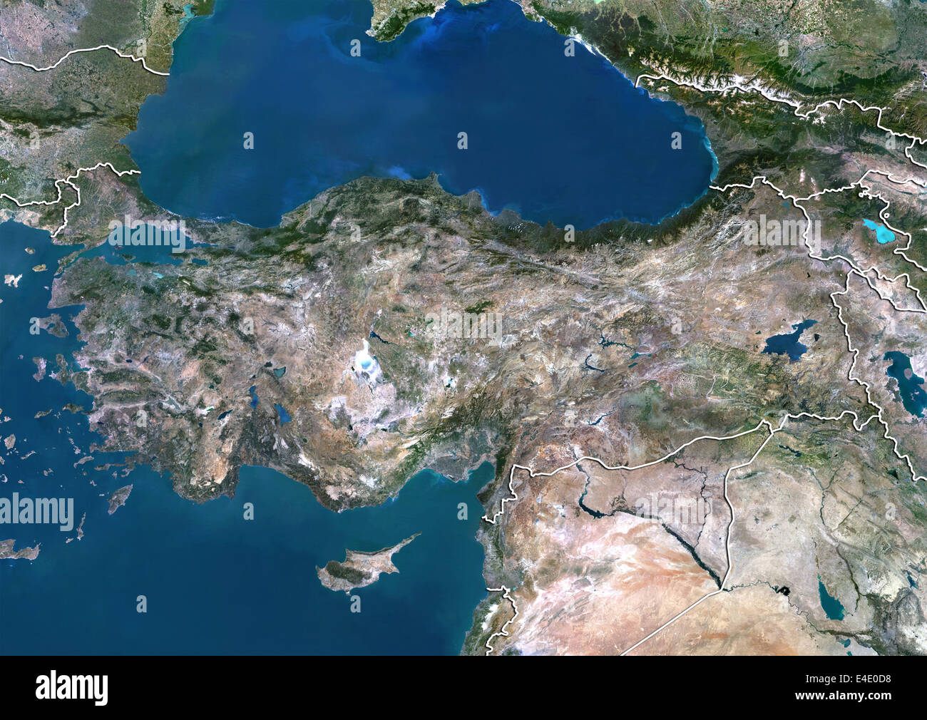 La Turchia, True Color satellitare immagine con bordo Foto Stock