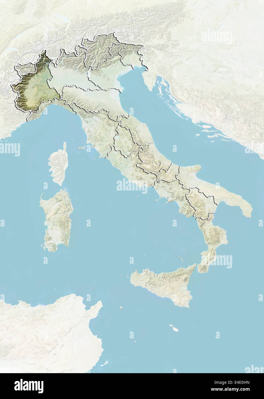 Italia e della Regione Piemonte, Mappa di sfiato Foto Stock