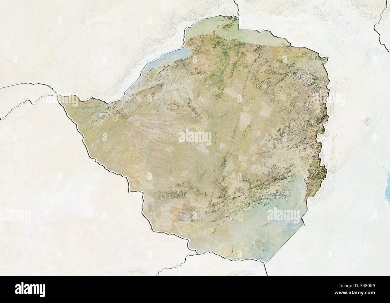 Lo Zimbabwe, carta in rilievo con bordo e maschera Foto Stock