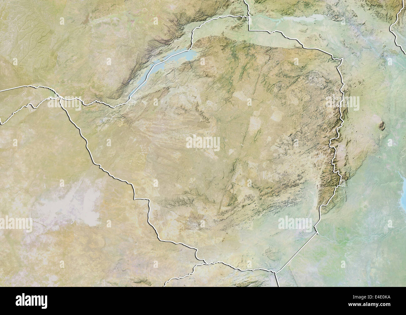 Lo Zimbabwe, carta in rilievo con bordo Foto Stock
