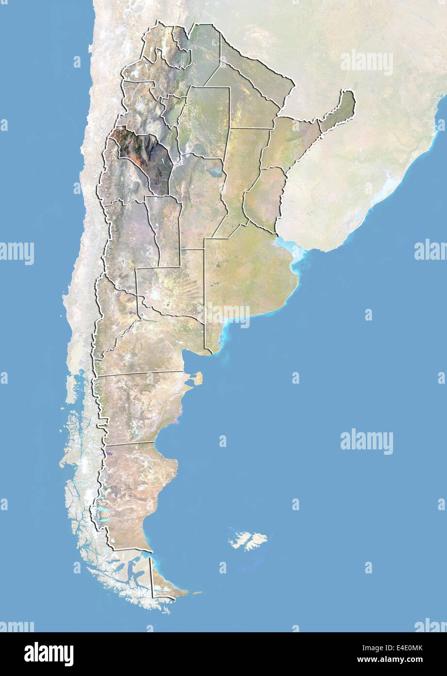 In Argentina e in provincia di La Rioja, immagine satellitare con effetto Bump Foto Stock