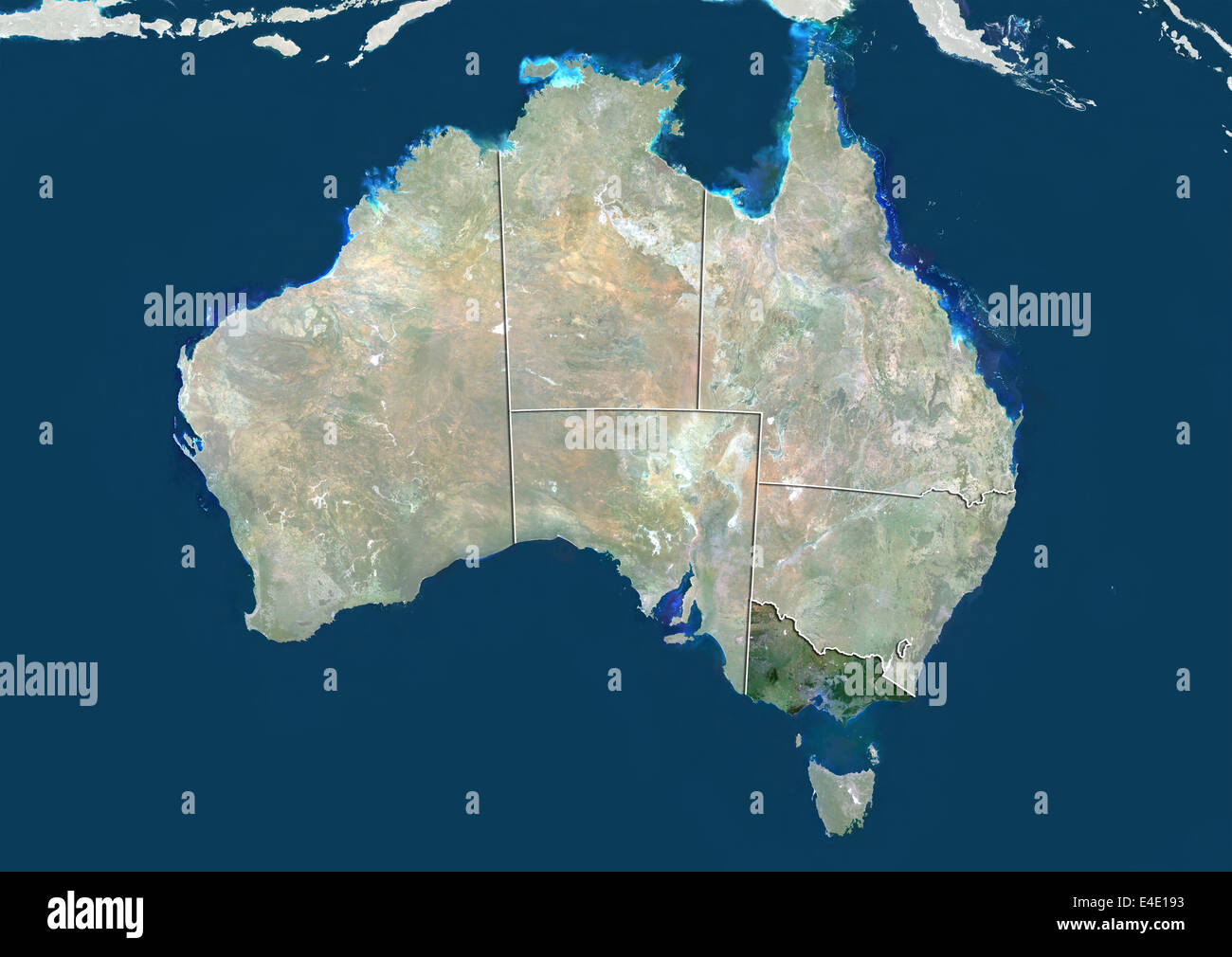 Australia e lo stato di Victoria, True Color satellitare immagine Foto Stock