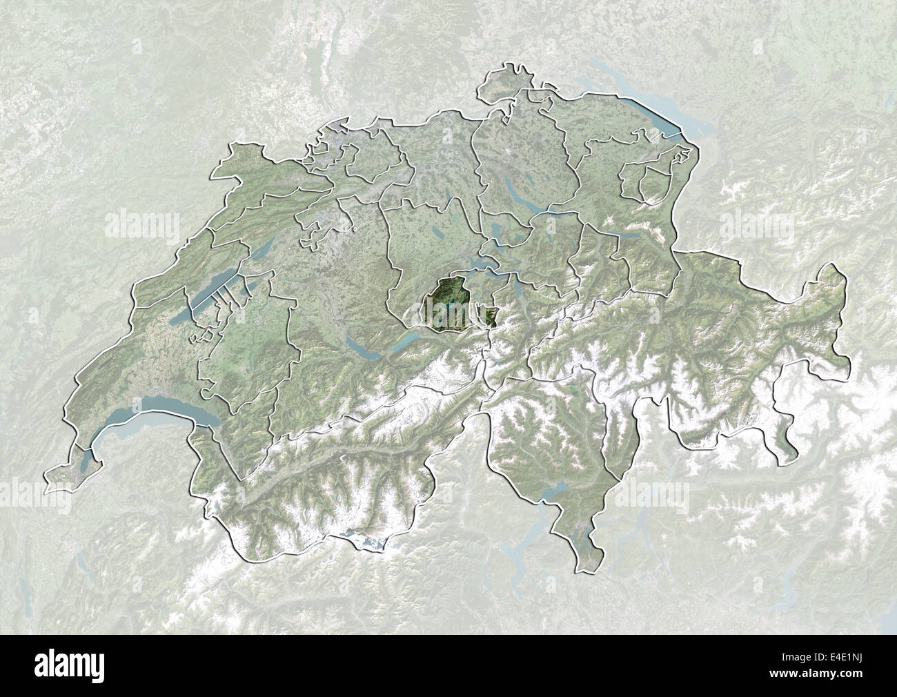 La Svizzera e il Cantone di Obvaldo, True Color satellitare immagine Foto Stock