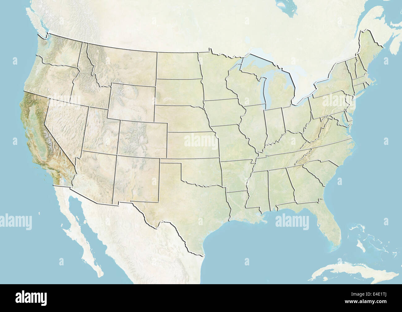 Stati Uniti e dello Stato della California, Mappa di sfiato Foto Stock