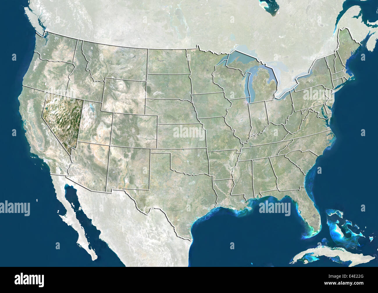 Stati Uniti e dello Stato del Nevada, True Color satellitare immagine Foto Stock