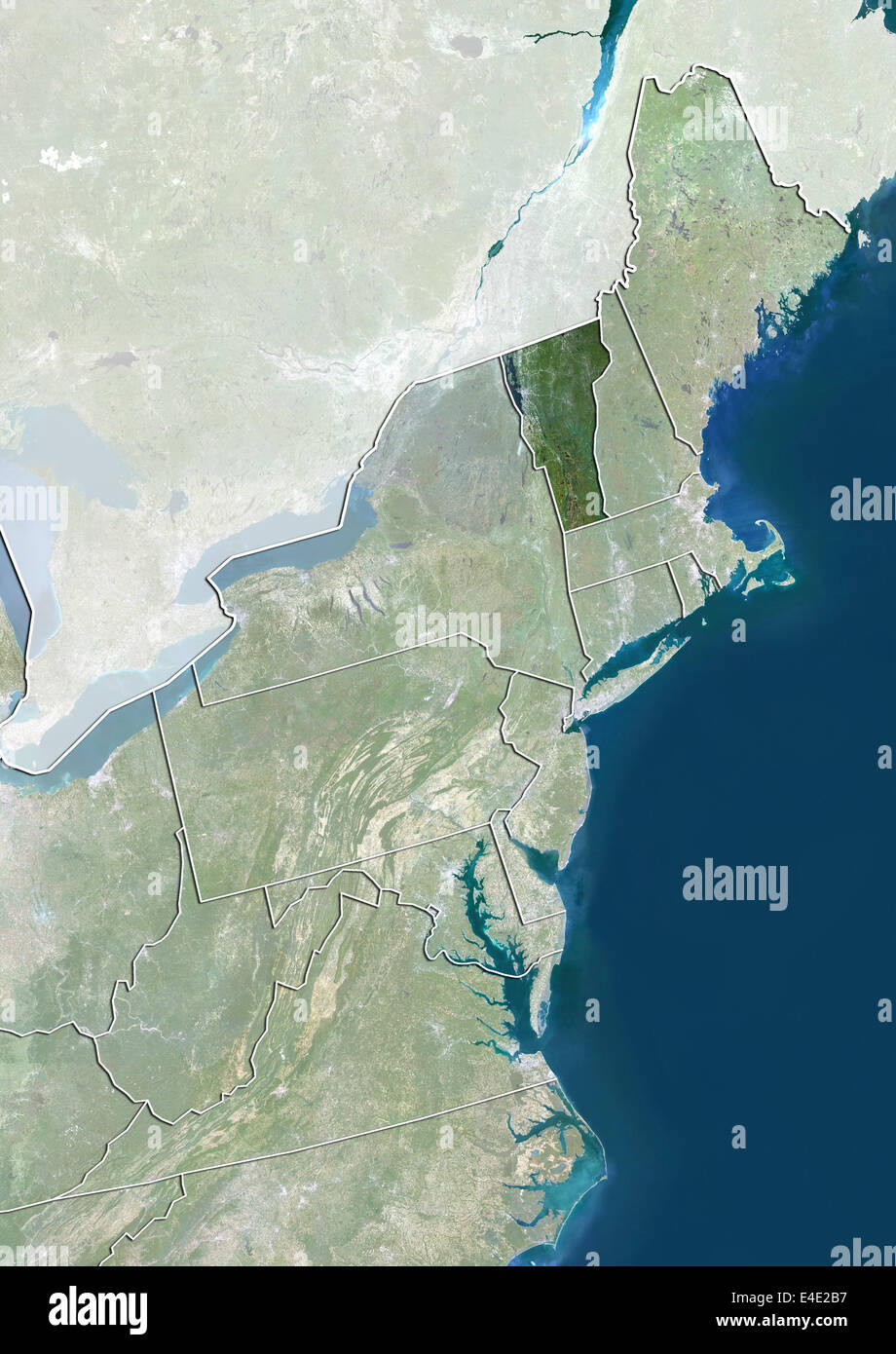 Lo stato del Vermont e Nordest degli Stati Uniti, True Color satellitare immagine Foto Stock