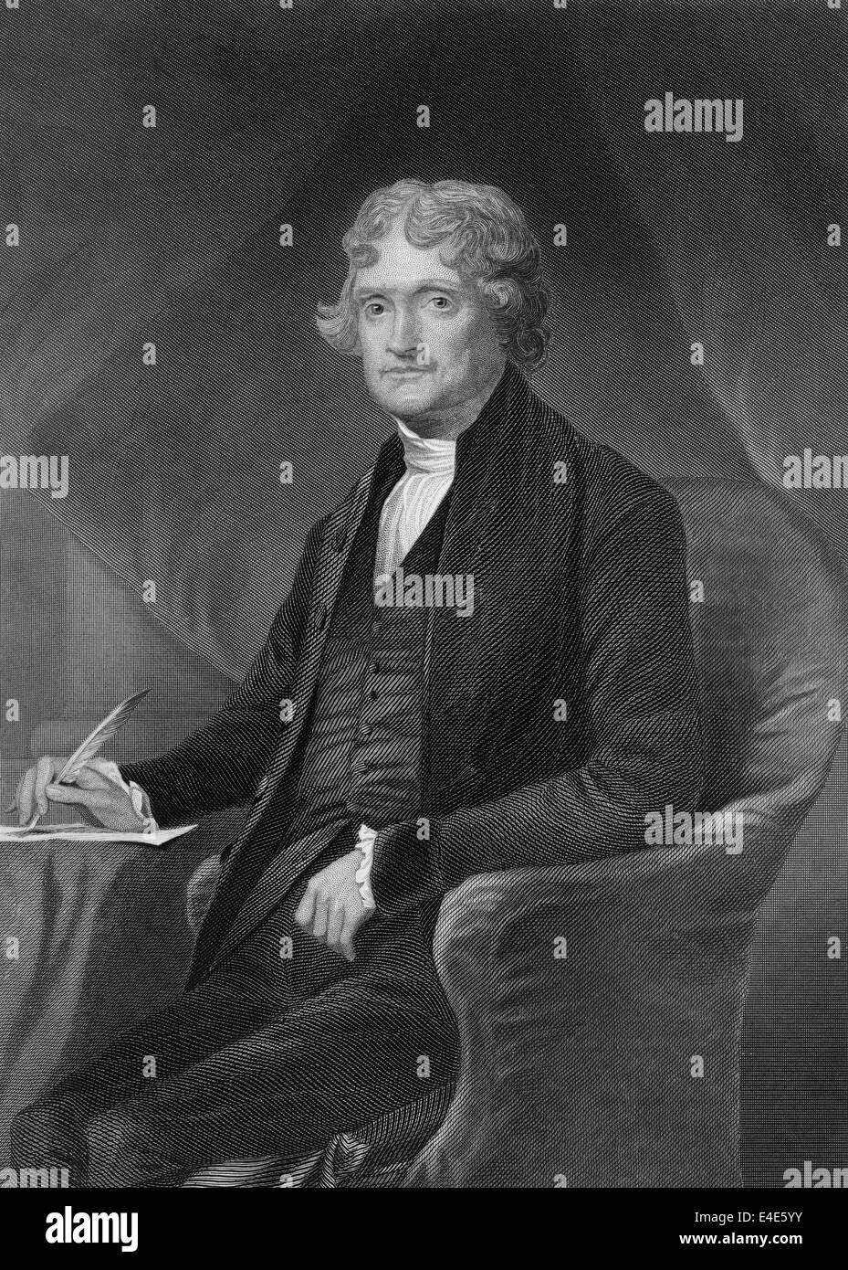 Ritratto di Thomas Jefferson, 1743 - 1826, il terzo presidente degli Stati Uniti e autore principale della dichiarazione Foto Stock