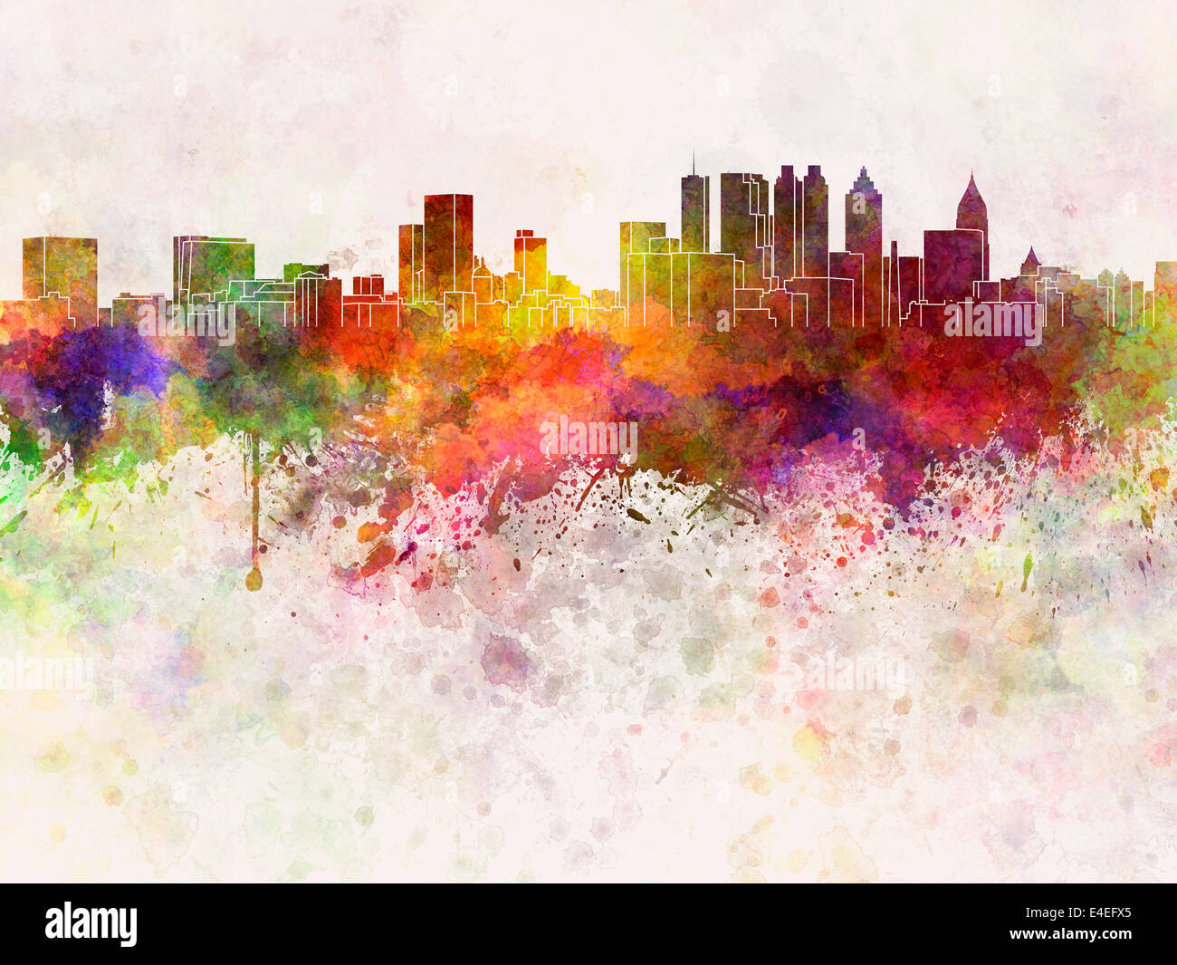 Atlanta skyline in acquerello Foto Stock