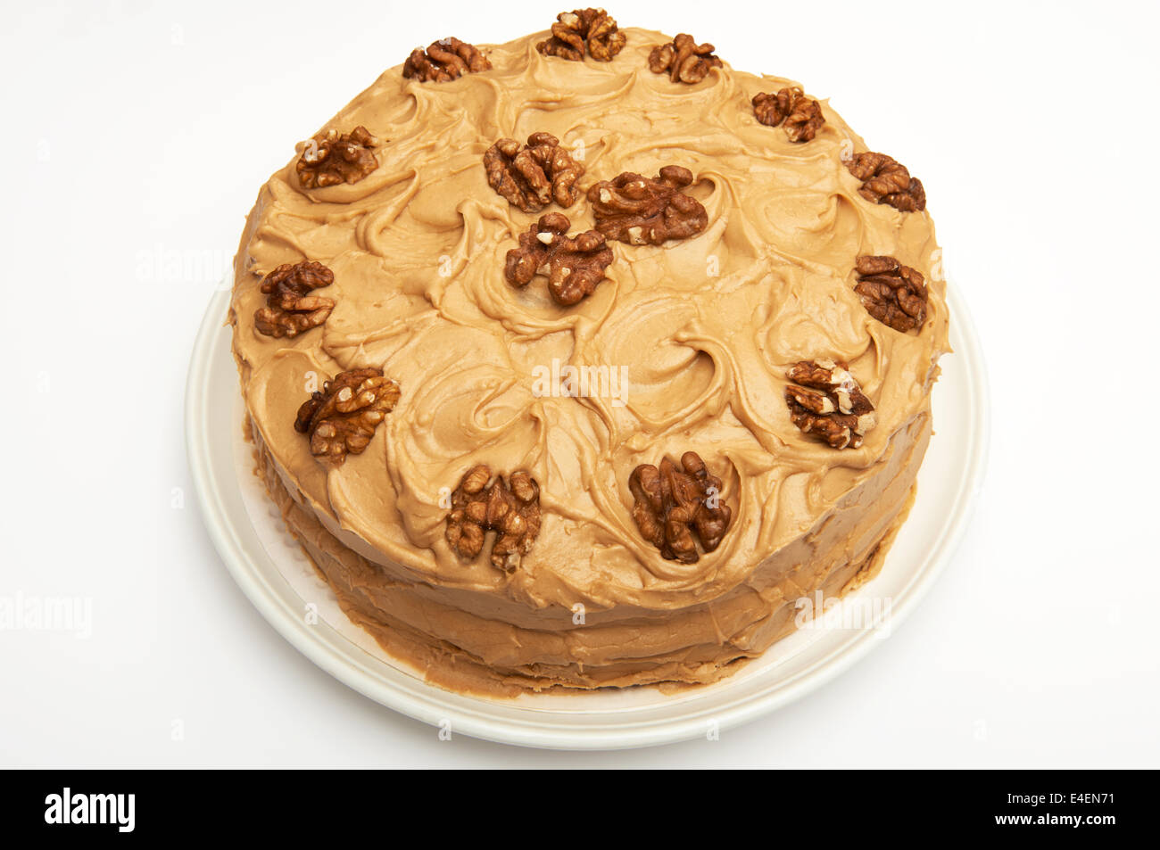 In casa caffè e torta alle noci Foto Stock