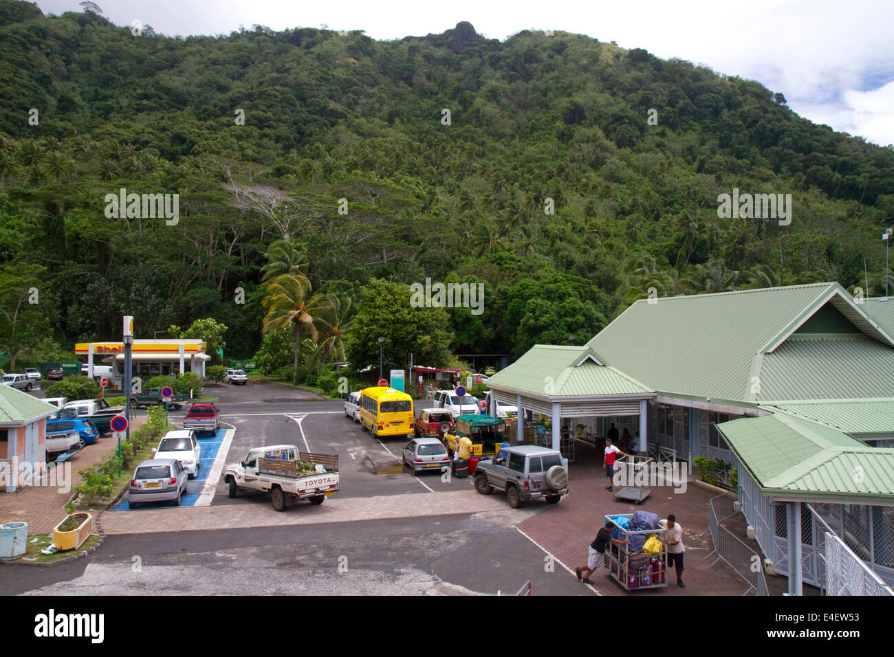 Ferry boat terminale sull'Isola di Moorea, Polinesia francese. Foto Stock