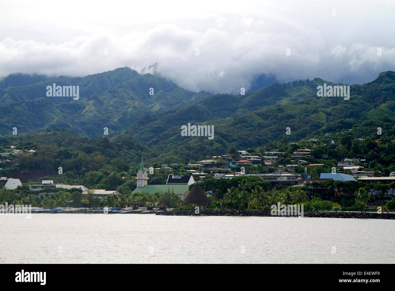 Vista della città di Papeete, Tahiti, Polinesia francese. Foto Stock