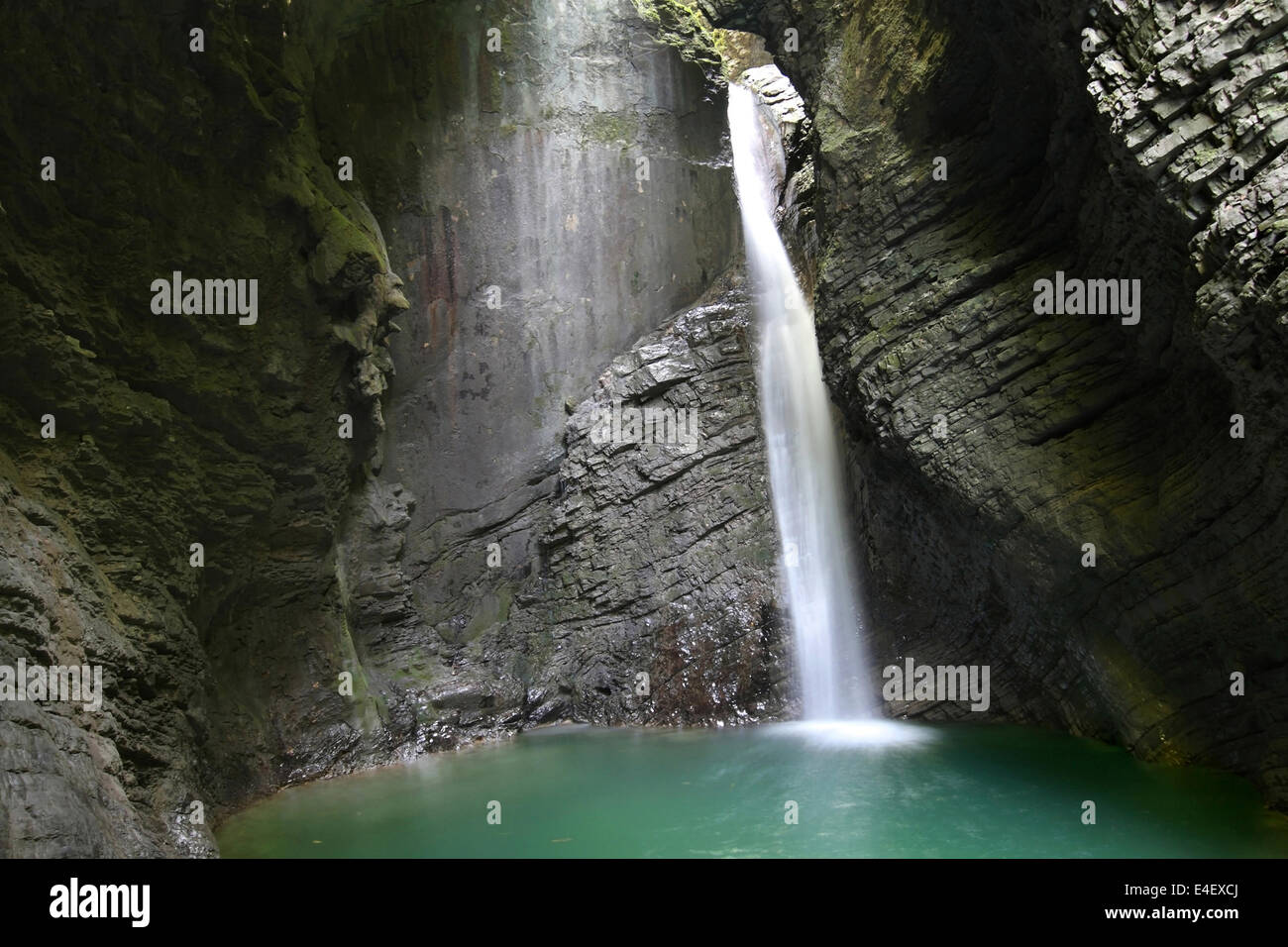Slap Kozjak (cascata Kozjak) nel Parco Nazionale del Triglav, sulle Alpi Giulie, Slovenia. Foto Stock