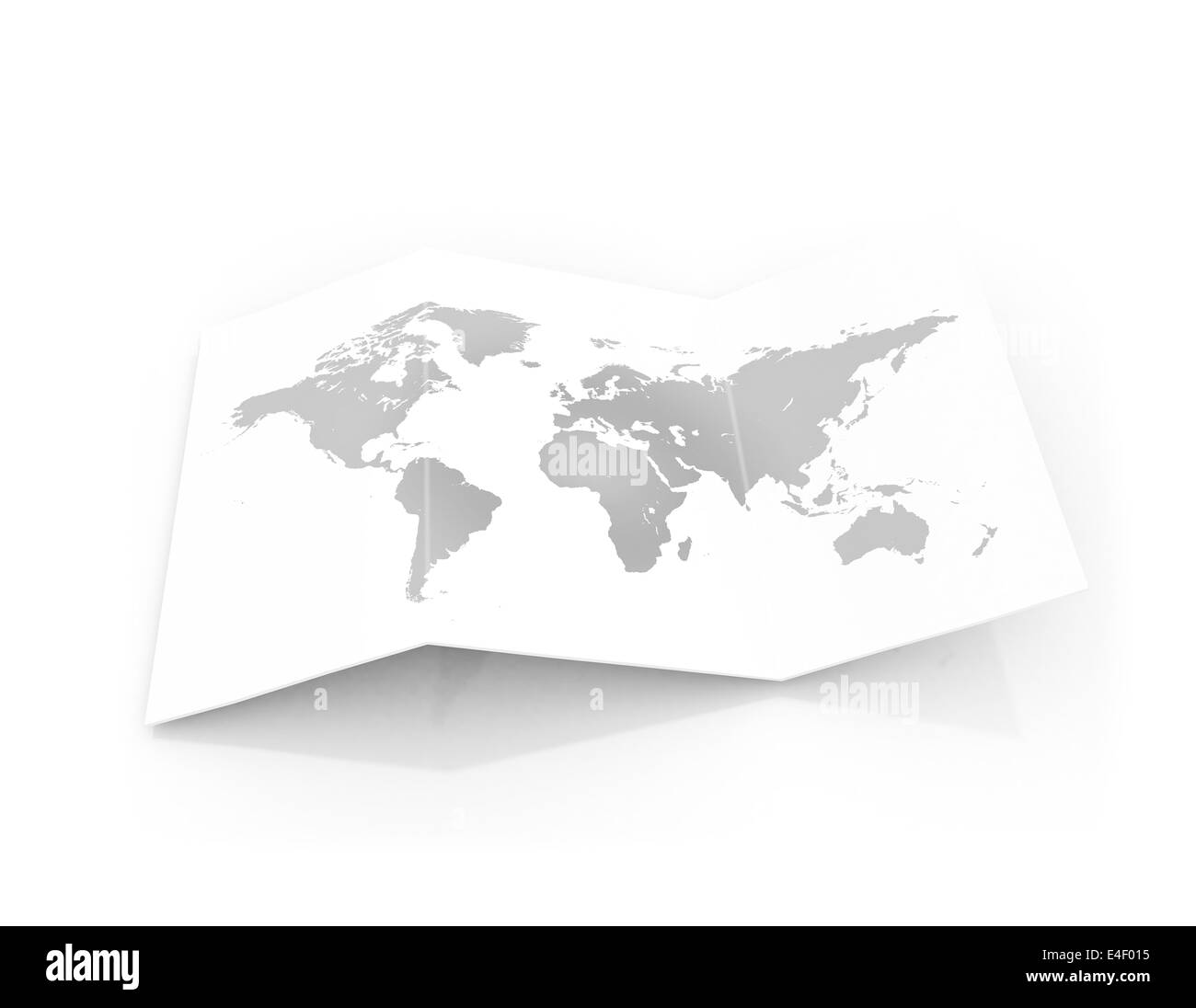 Mappa del mondo su un pezzo di carta di cartone Foto Stock
