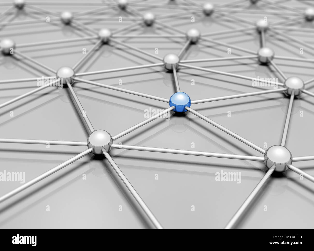 Network 3d illustrazione singola sfera blu in piedi fuori Foto Stock