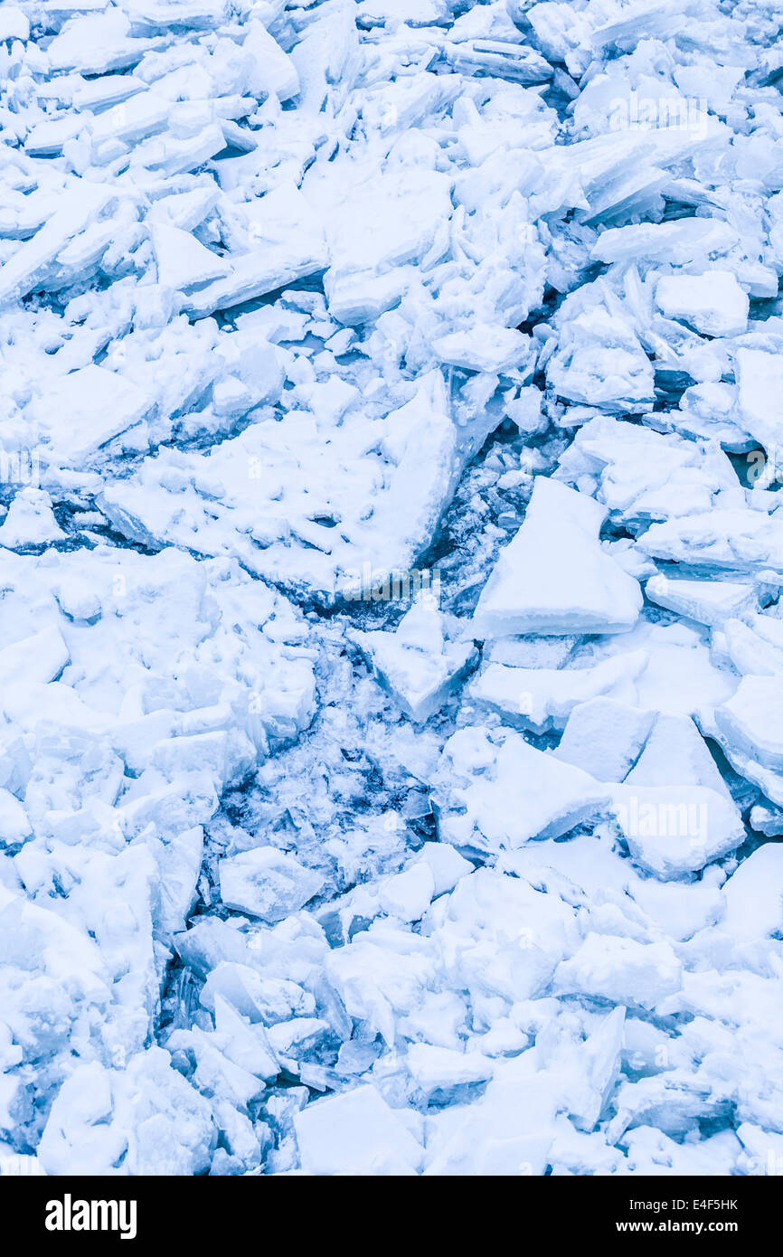 Rotto e ghiaccio fondente, Quebec, Canada. Foto Stock