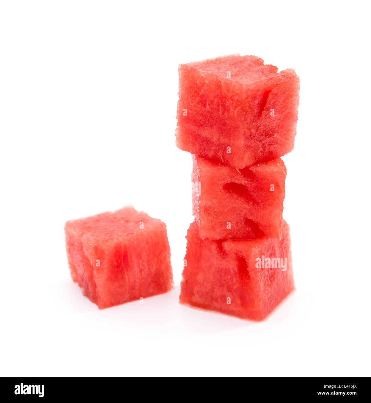 Water melon blocks stack su sfondo bianco Foto Stock