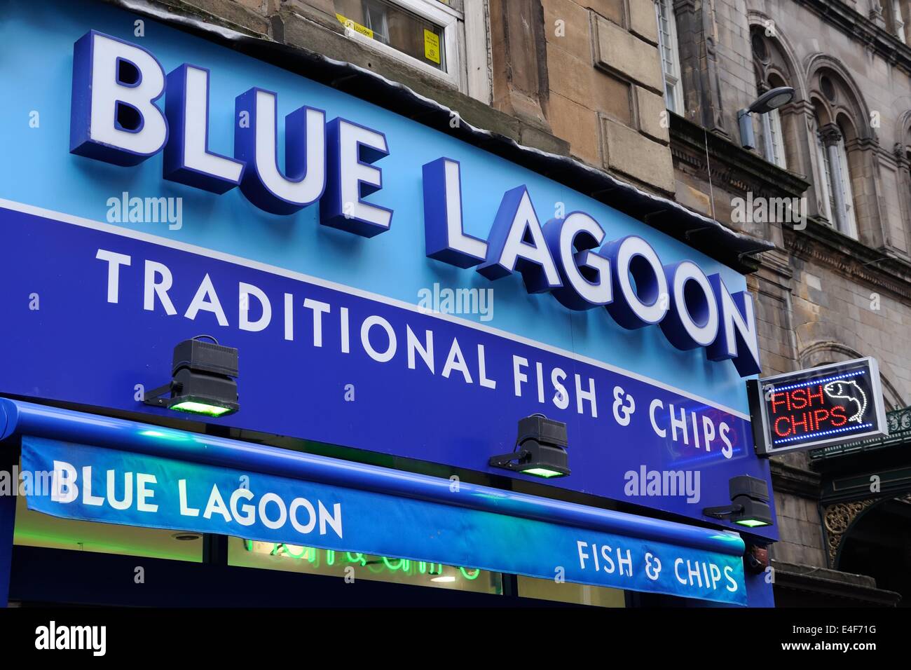 La Laguna Blu pesce e chip shop in Glasgow Foto Stock