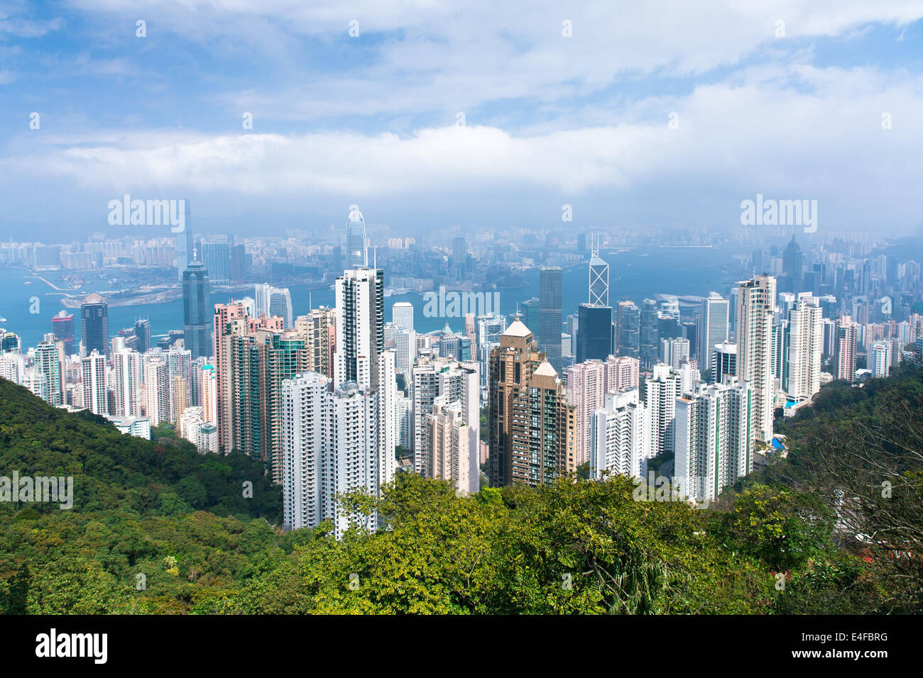 Skyline di Hong Kong dal Victoria Peak. Foto Stock