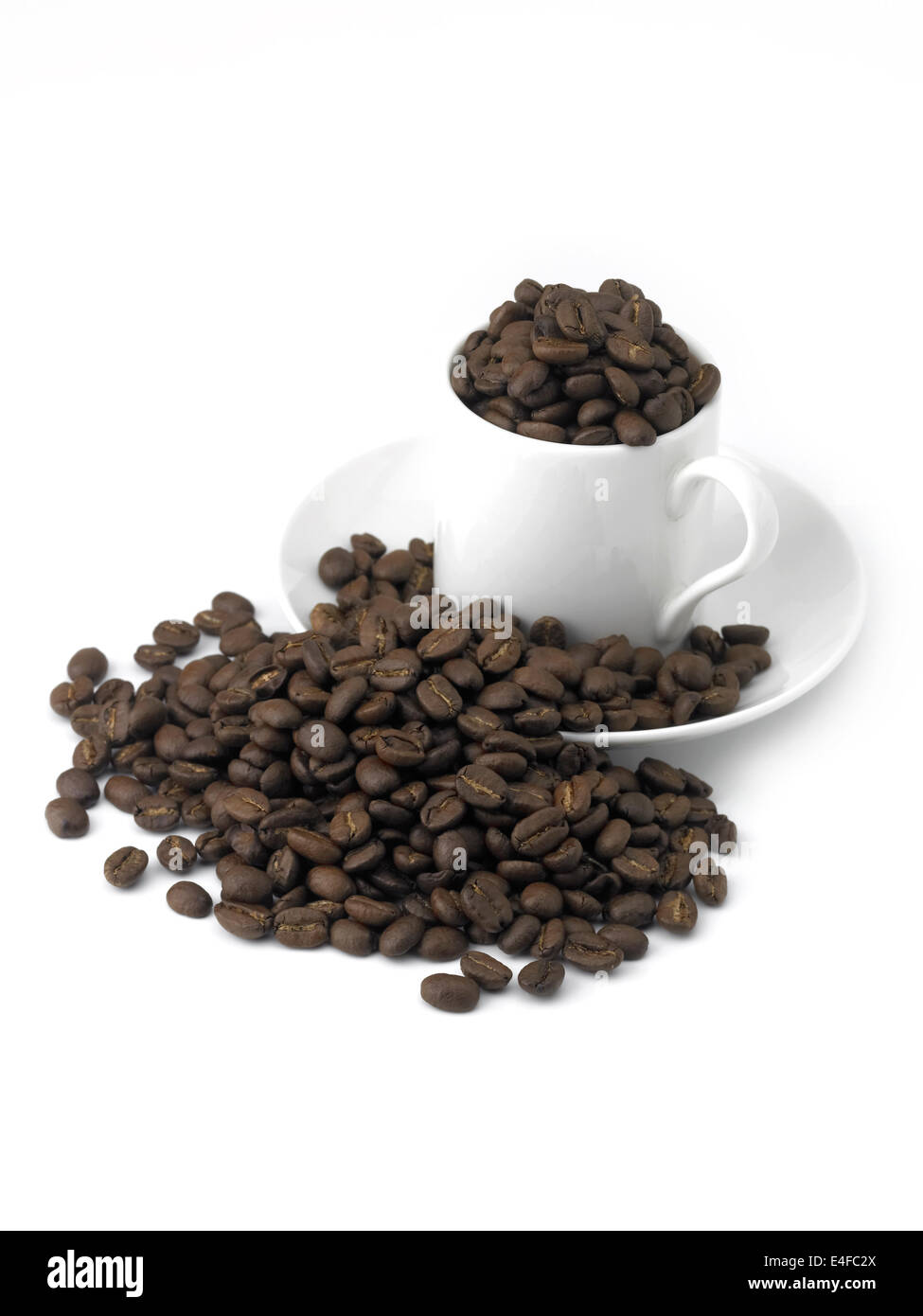 I chicchi di caffè & tazza da caffè Foto Stock