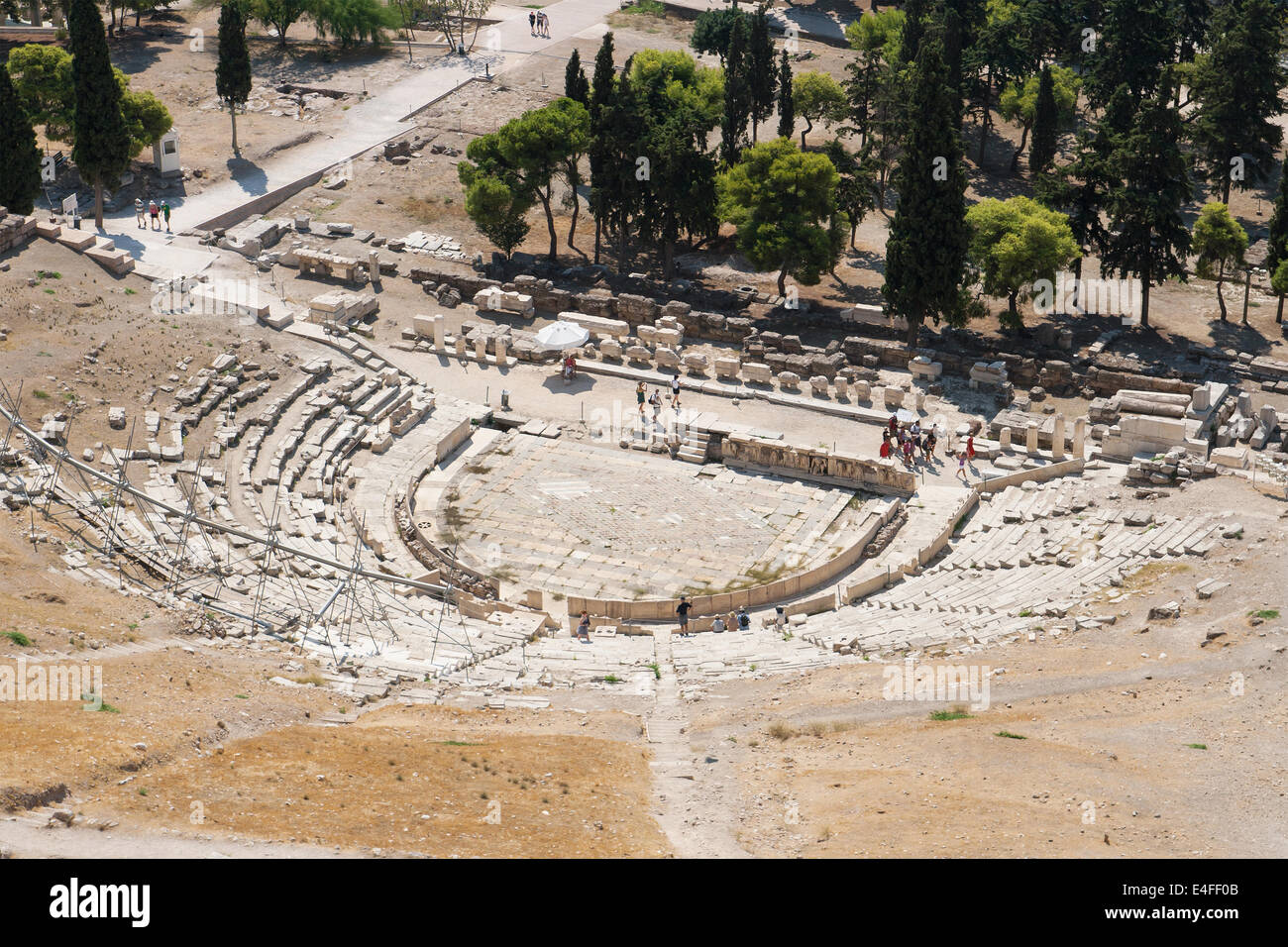 Il Teatro di Dioniso nell'Acropoli di Atene, Grecia. Foto Stock