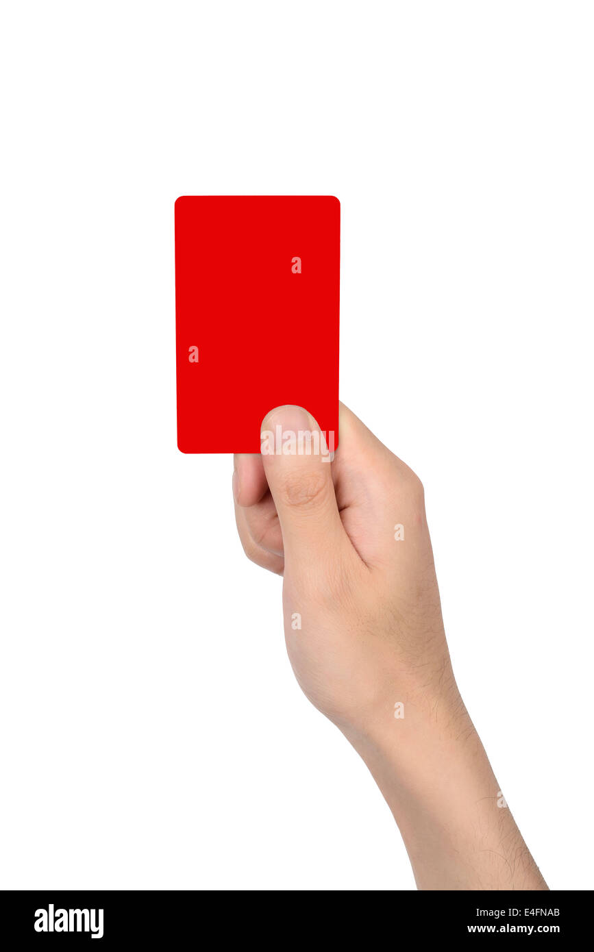 Tenere in mano una carta vergine, isolato su bianco Foto Stock