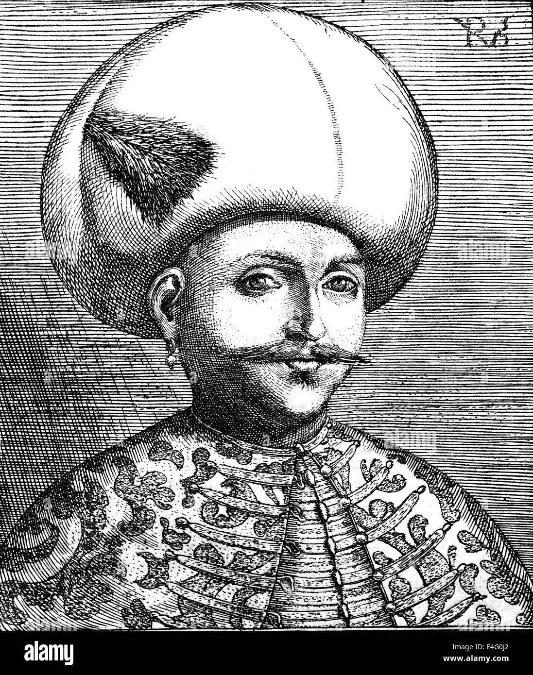 Mehmed III Adli (1566 Ð 1603). Sultano dell'Impero ottomano dal 1595 fino alla sua morte. Incisione di Philip Uffenbach (1570-1639) Foto Stock