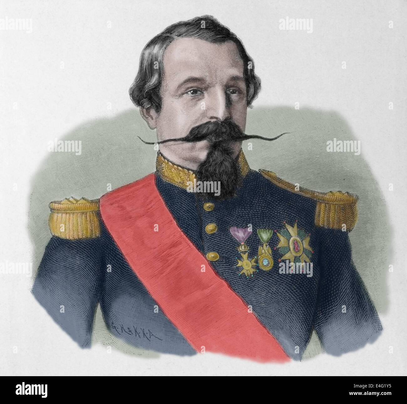 Napoleone III (1808 Ð 1873) . Primo presidente il francese della Seconda Repubblica e l'imperatore. Incisione. Colore. Foto Stock