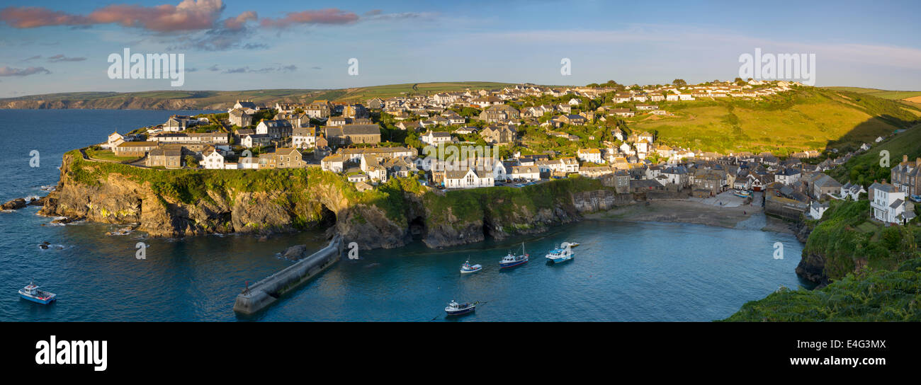 Vista panoramica su Port Isaac, Cornwall, Inghilterra Foto Stock