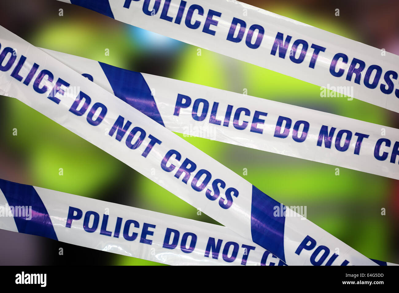 Crime Scene Investigation la polizia di confine il concetto di nastro per l'applicazione della legge Foto Stock
