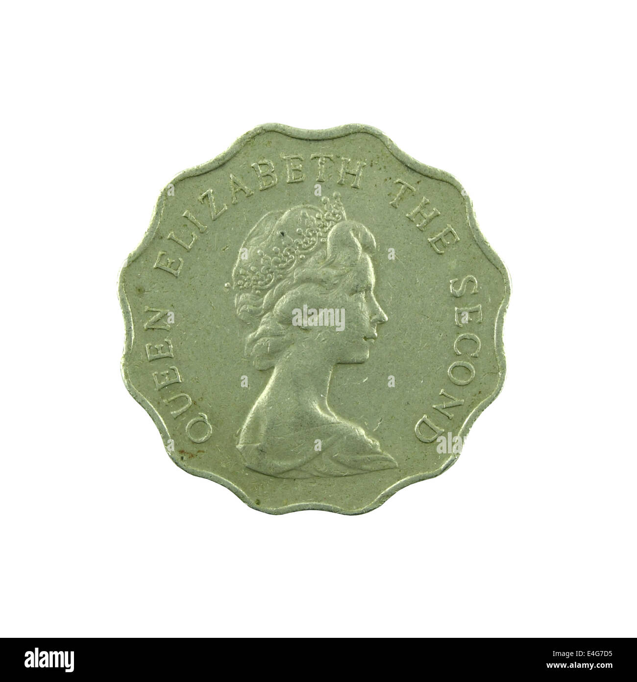 2 dollari di Hong Kong coin isolati su sfondo bianco Foto Stock