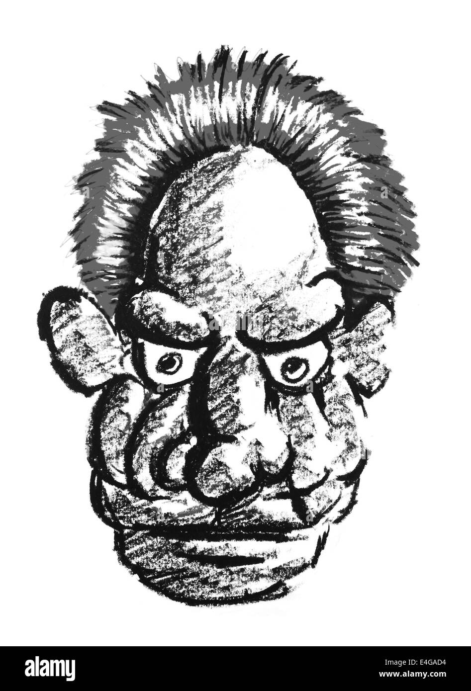 Bianco e Nero uomo vecchio volto Foto Stock