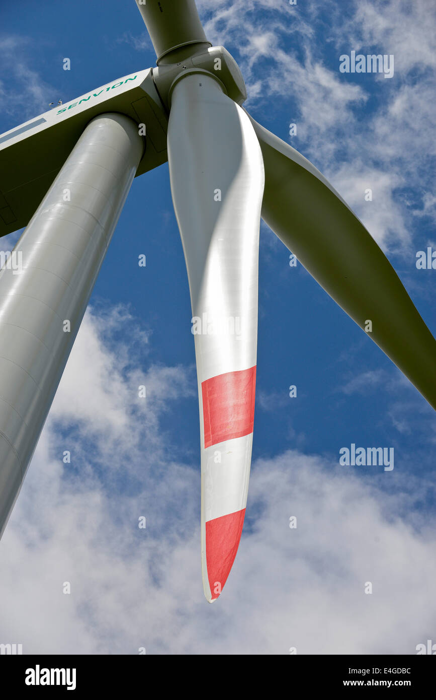 Germania Schleswig-Holstein Nortorf, costruzione di turbina eolica 3,2M SENVION114, prestazioni 3,2 megawatt Foto Stock