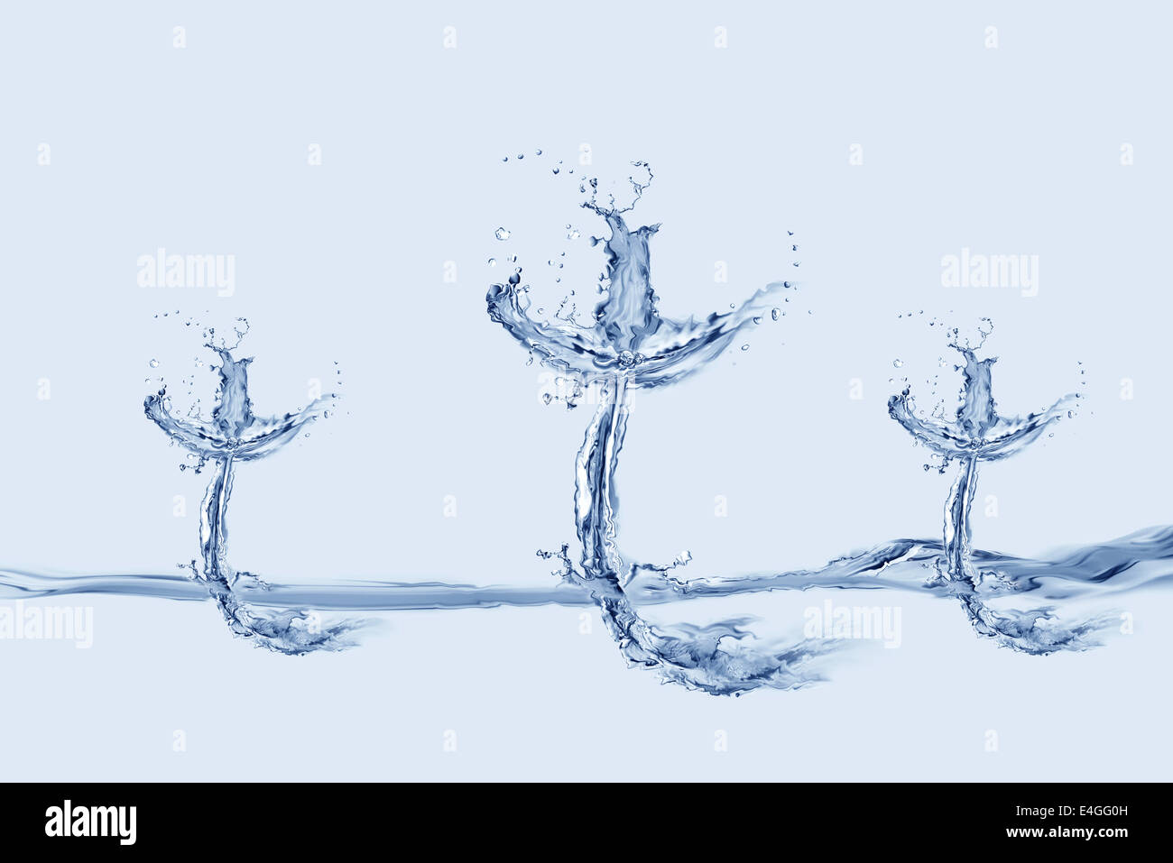 Tre croci fatte di acqua galleggiante sull'acqua. Foto Stock