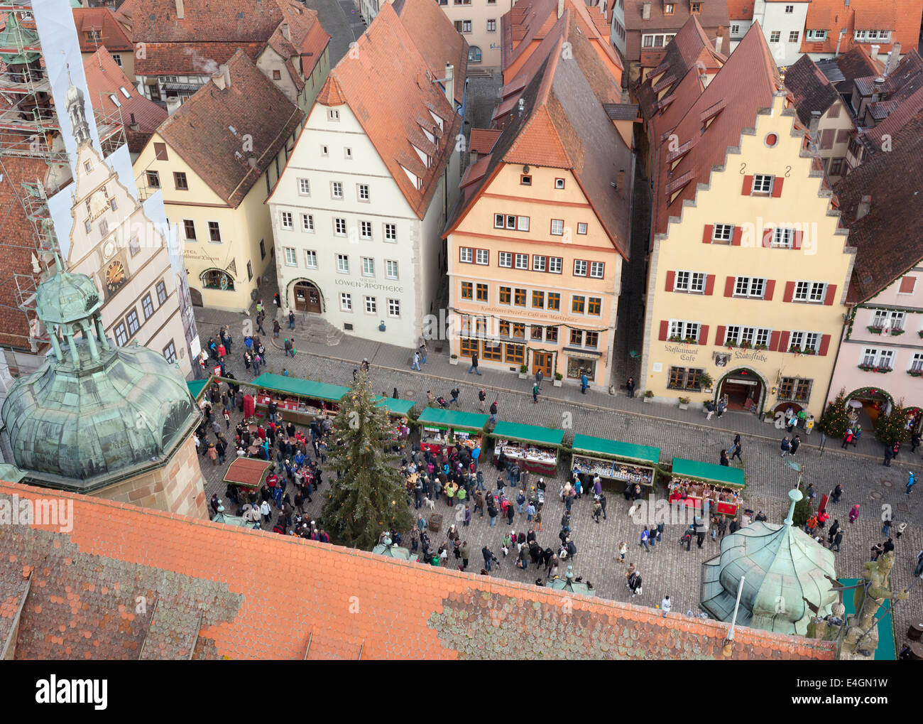 Natale piazza del mercato di Rothenburg ob der Tauber, Germania Foto Stock