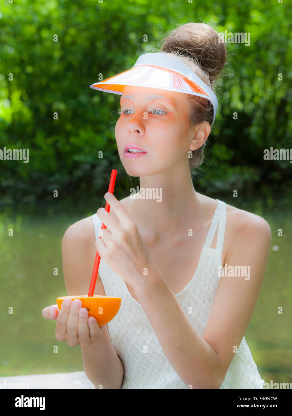 Signora arancia Foto Stock