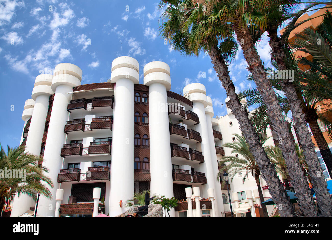 Promenade edifici di Santa Eulalia a Ibiza Foto Stock