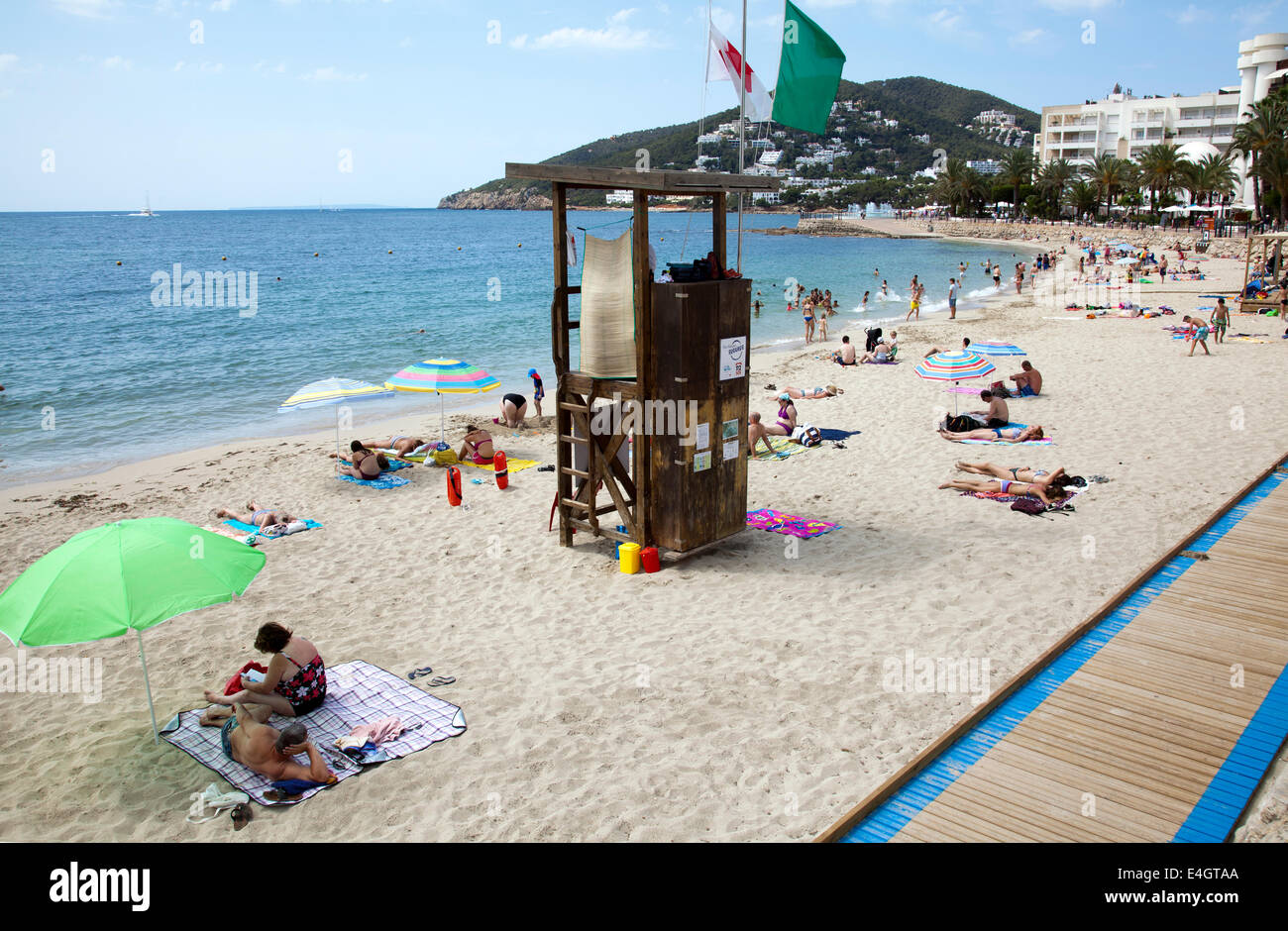 Spiaggia di Santa Eulalia a Ibiza Foto Stock