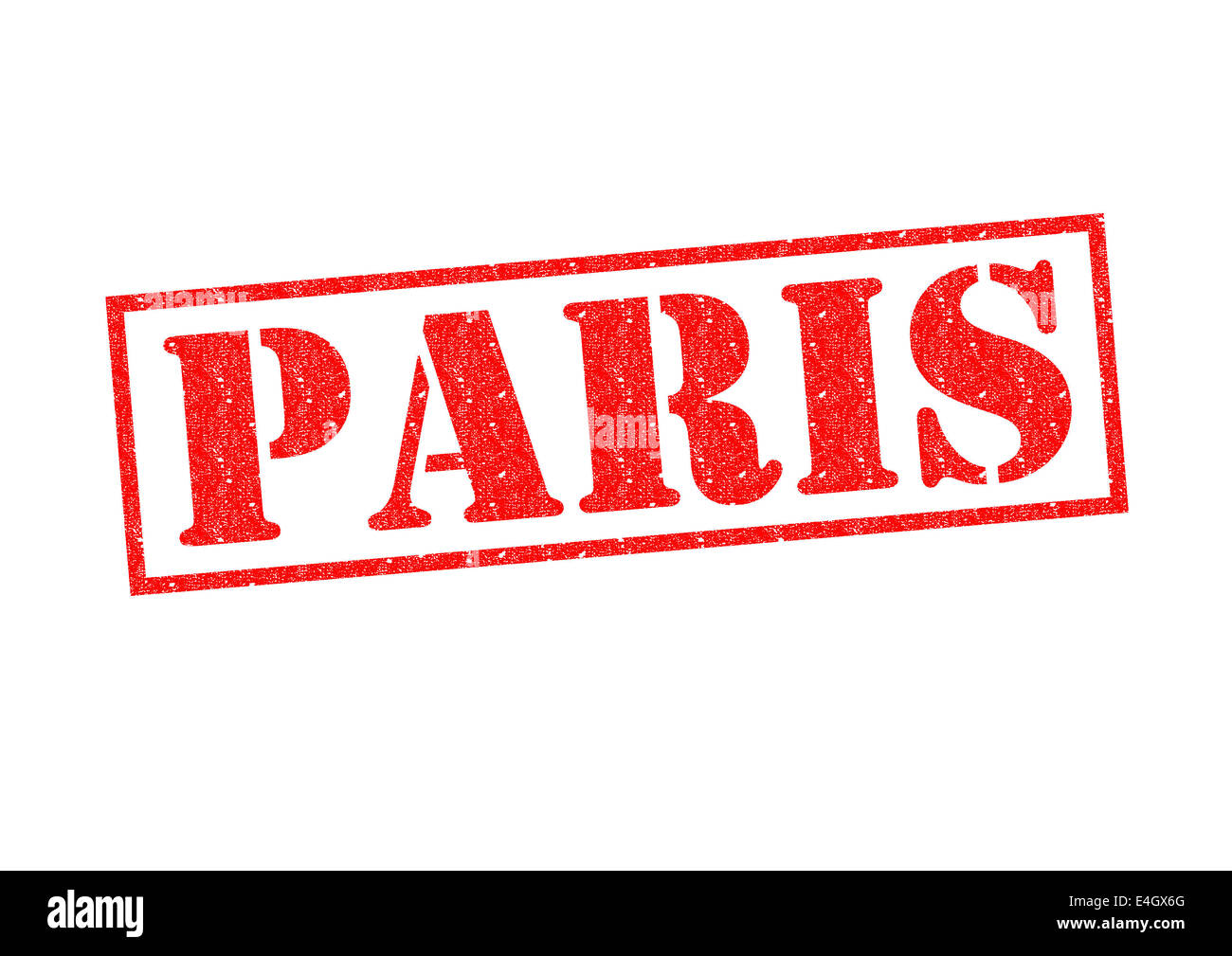 Parigi timbro di gomma su uno sfondo bianco. Foto Stock