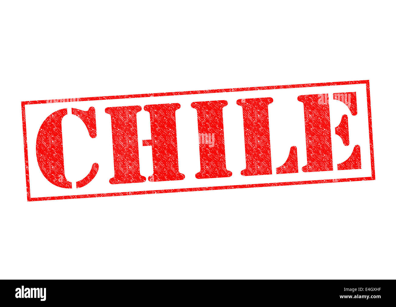 Il Cile timbro di gomma su uno sfondo bianco. Foto Stock