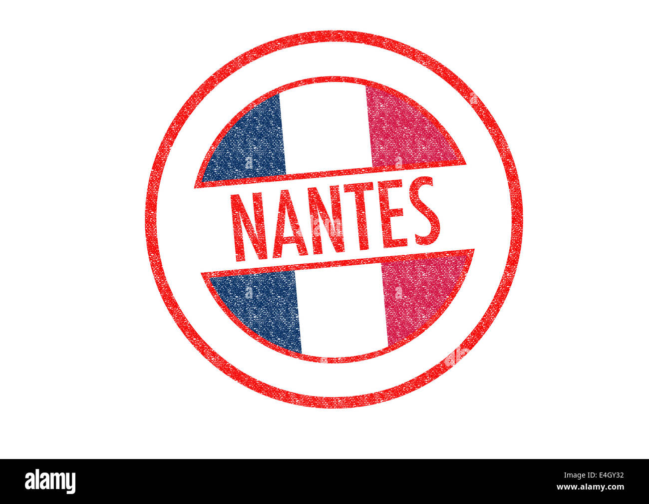 Passaporto-style NANTES timbro di gomma su uno sfondo bianco. Foto Stock