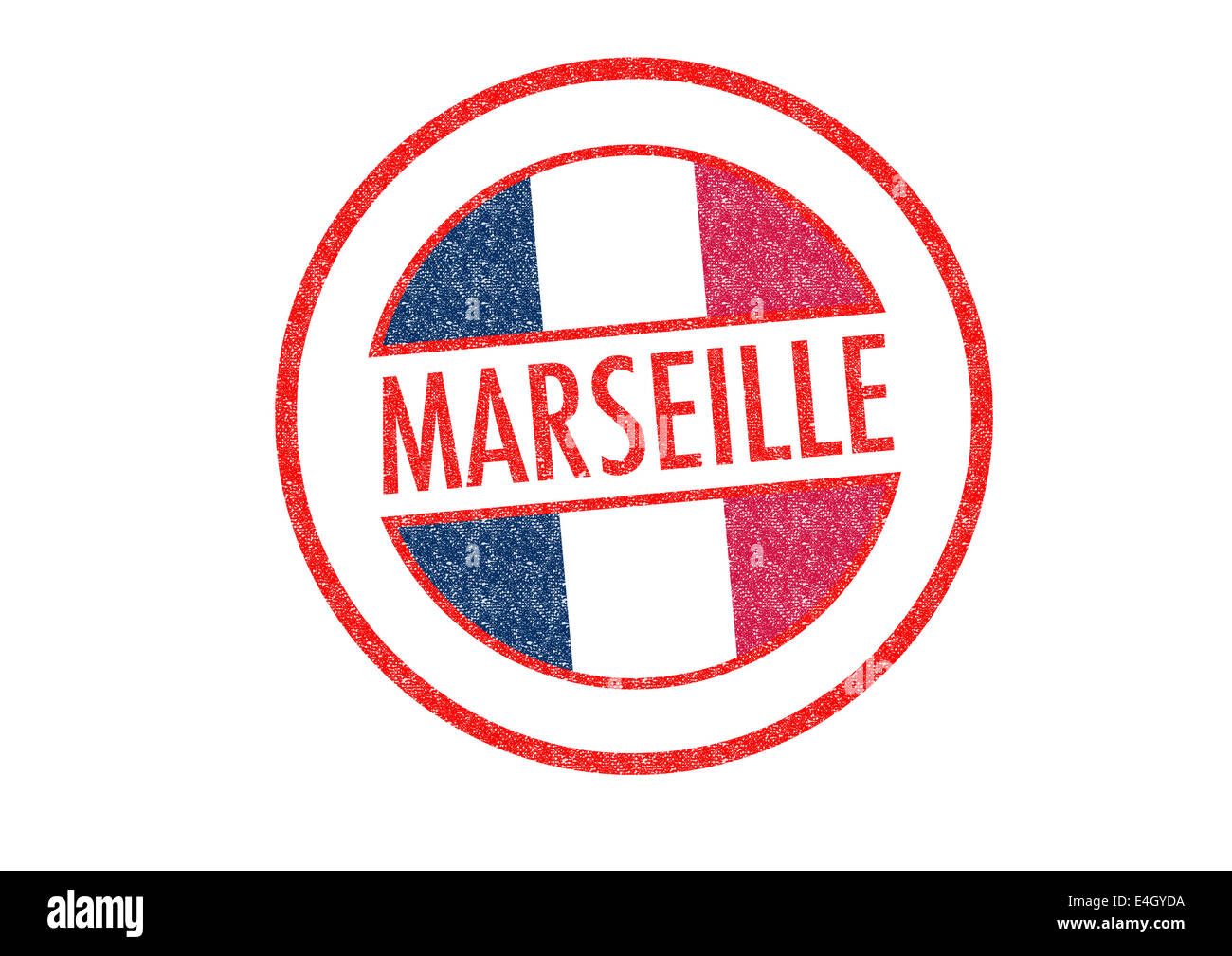 Passaporto-style MARSEILLE timbro di gomma su uno sfondo bianco. Foto Stock