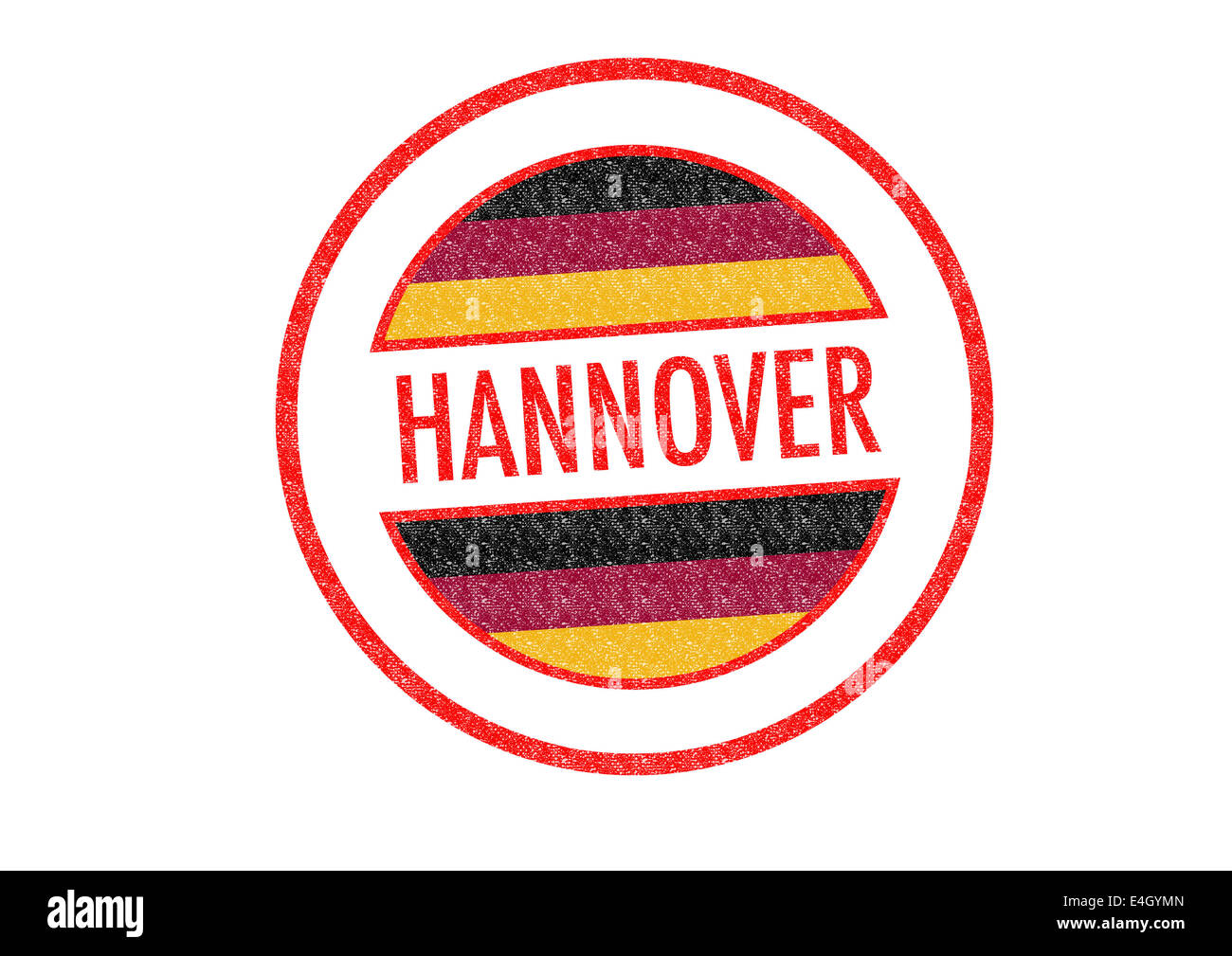 Passaporto-style HANNOVER timbro di gomma su uno sfondo bianco. Foto Stock