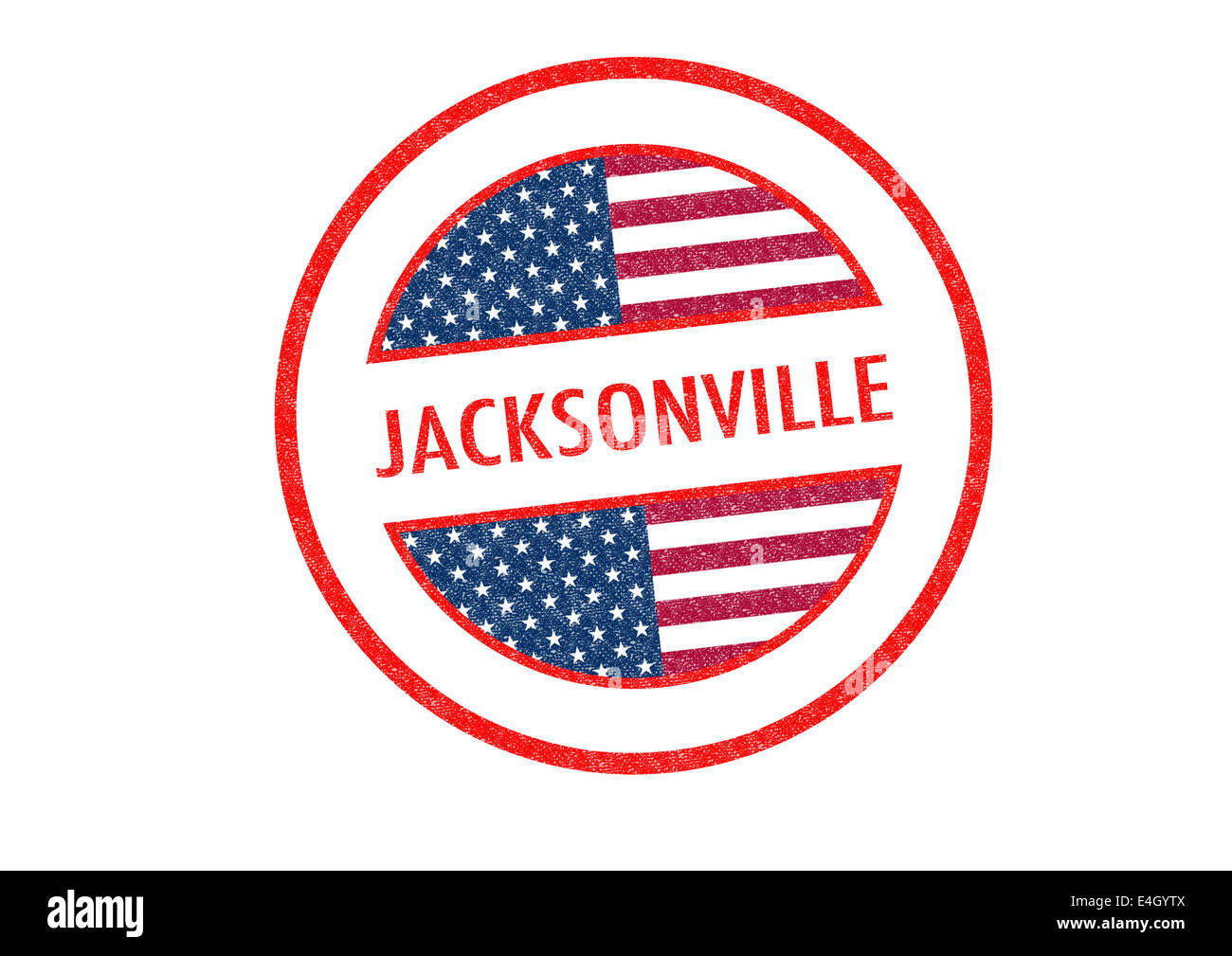 Passaporto-style JACKSONVILLE timbro di gomma su uno sfondo bianco. Foto Stock