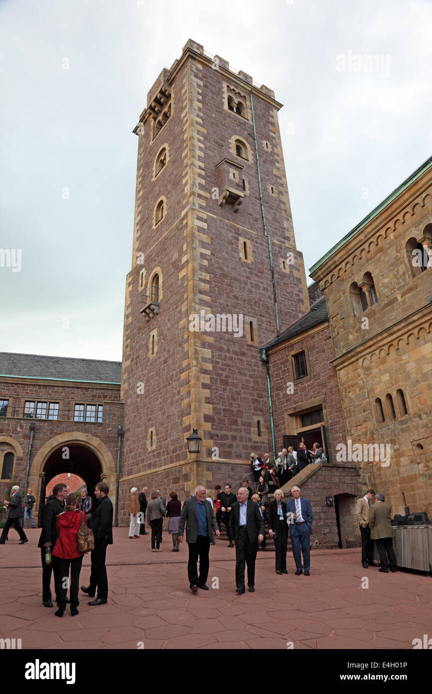 Torre presso il Castello di Wartburg in Turingia, Germania Foto Stock