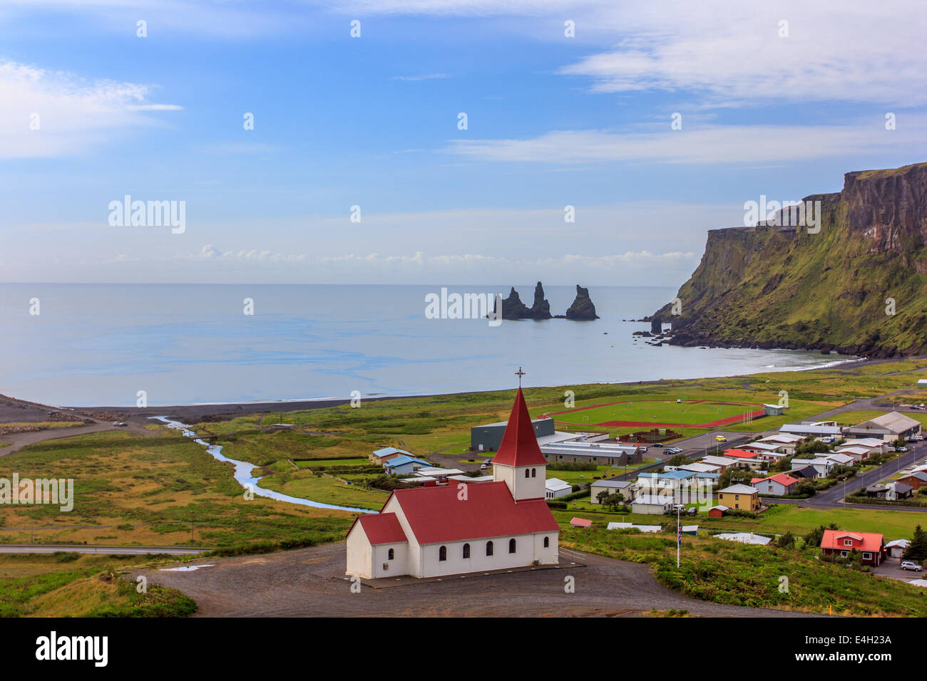 Panorama del villaggio di Vik Foto Stock