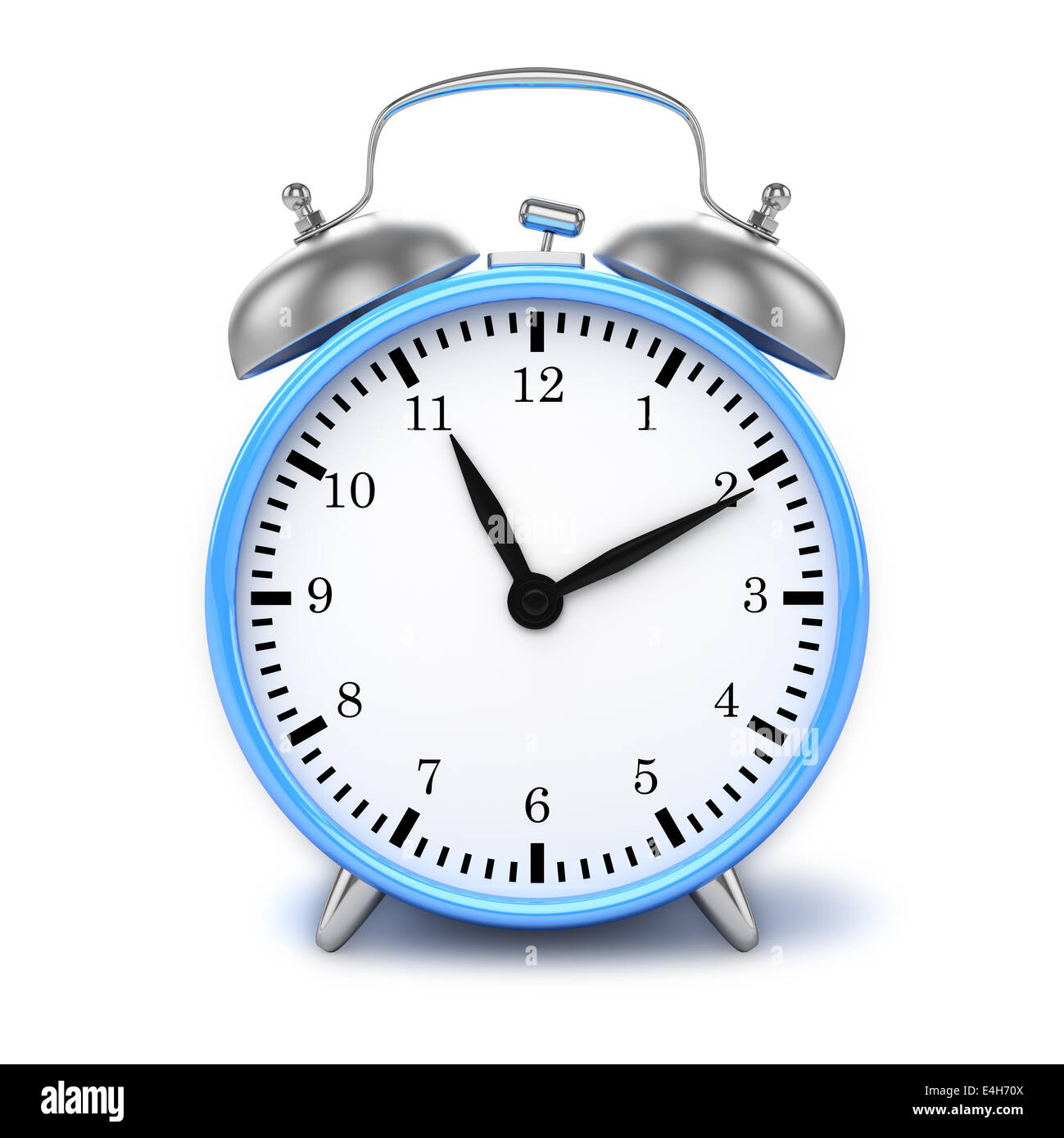 Blu in stile retrò classico orologio sveglia isolato su bianco Foto Stock